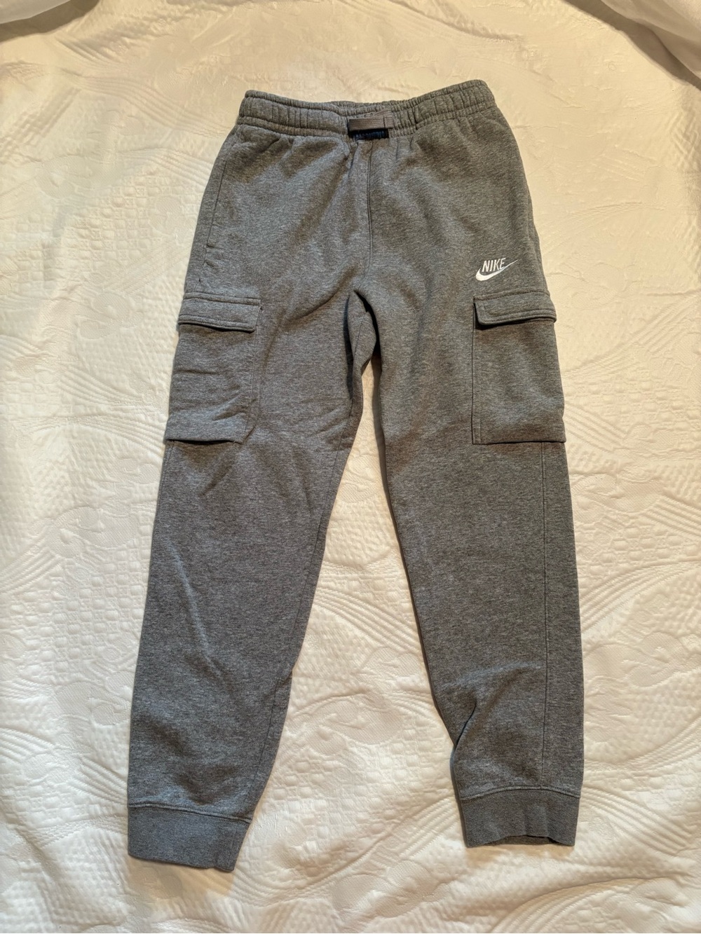 Nike Cargo Sweatpants Gray Size Youth Large Joggers Fleece Pants